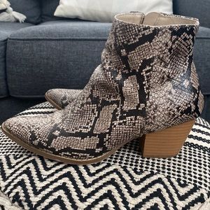 Snakeskin booties